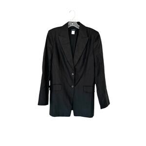 J.Crew‎ Black Single Breasted Corporate Office Work Career Linen Blazer Size 8